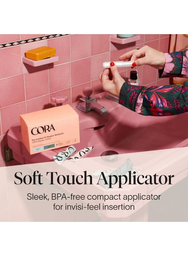 Cora Organic Tampons | Light/Regular/Super Absorbency Variety Pack | 100% Cotton Core, Unscented with BPA-Free Applicator | Leak Protection, Easy Application | Non-Toxic, Hypoallergenic (36 Count) - Image 2